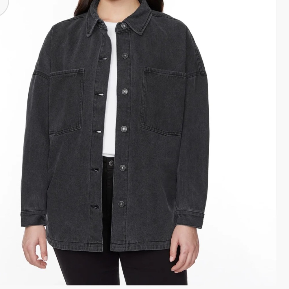 Hudson Jeans Oversized Denim Jacket - Charcoal Black